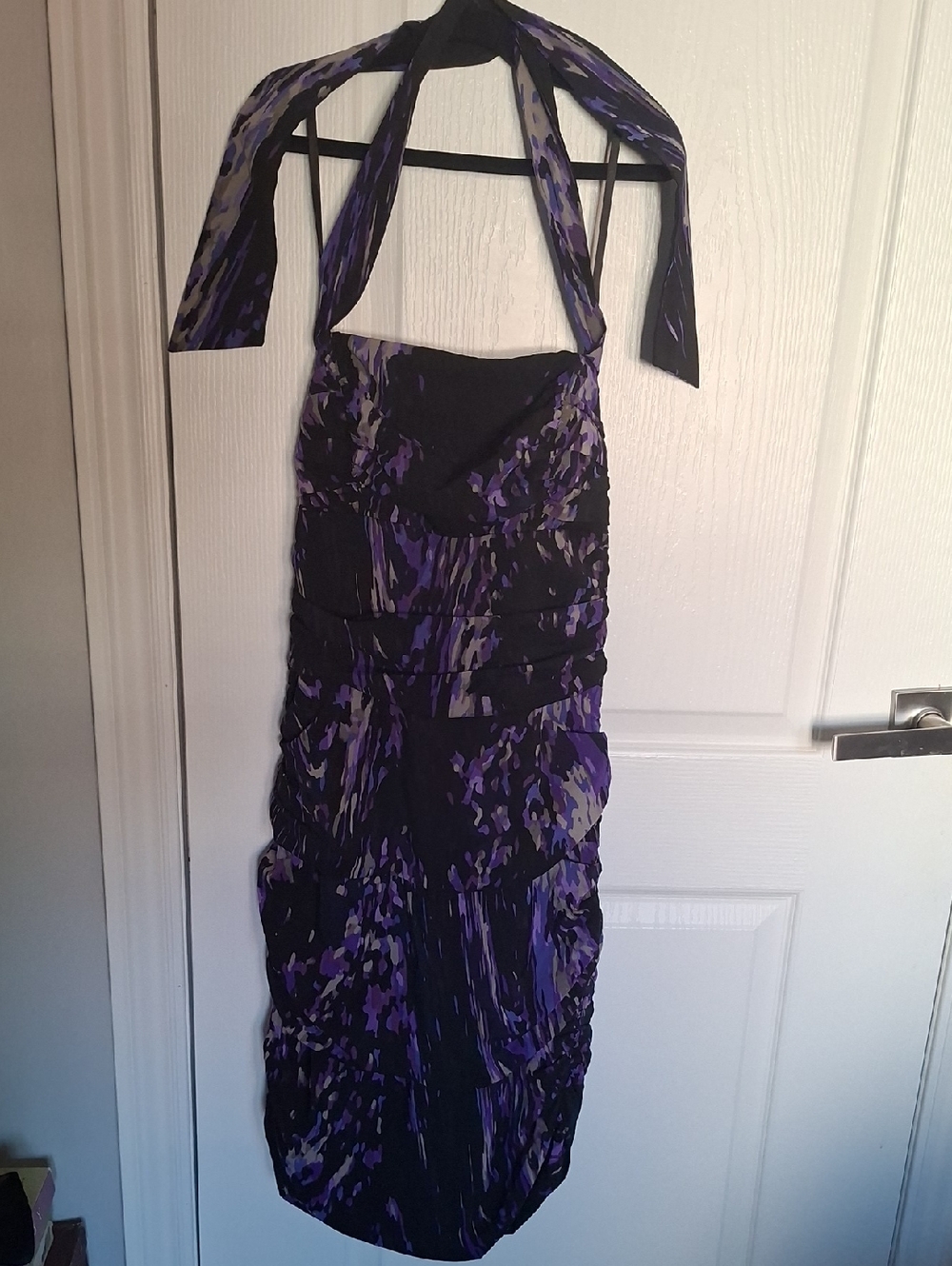le chateau Black and Purple‎ Halter Midi Dress